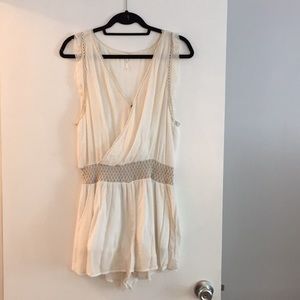 Free People White Linen Romper Size M